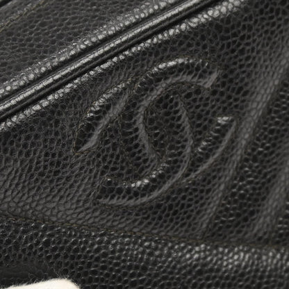 Chanel 1991-1994 Black Caviar Skin Bias Stitch Camera Bag Mini