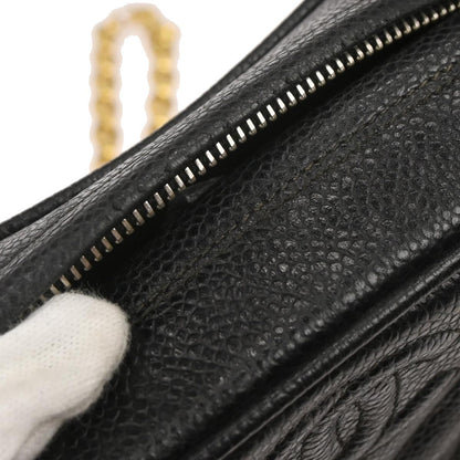 Chanel 1991-1994 Black Caviar Skin Bias Stitch Camera Bag Mini