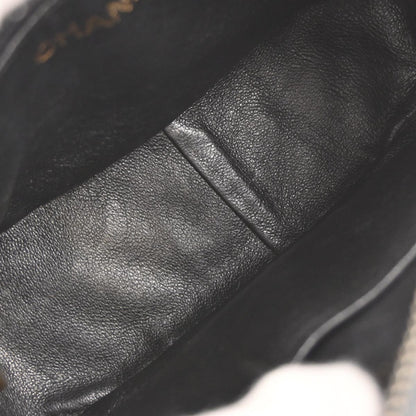 Chanel 1991-1994 Black Caviar Skin Bias Stitch Camera Bag Mini