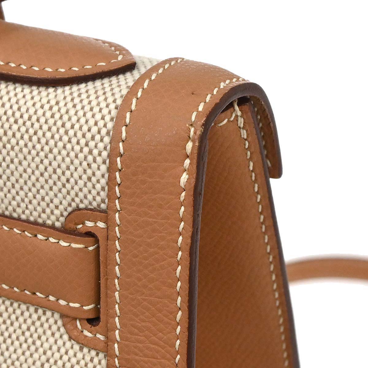 Hermes Natural Toile H Epsom Kelly 32 Sellier 2way Shoulder Handbag