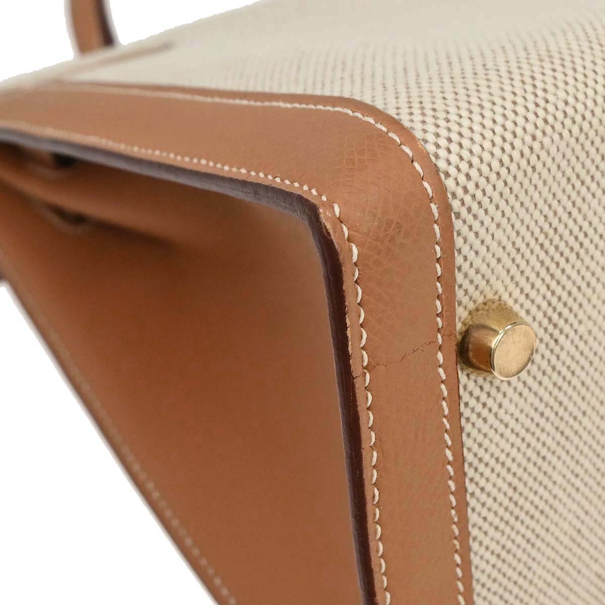 Hermes Natural Toile H Epsom Kelly 32 Sellier 2way Shoulder Handbag