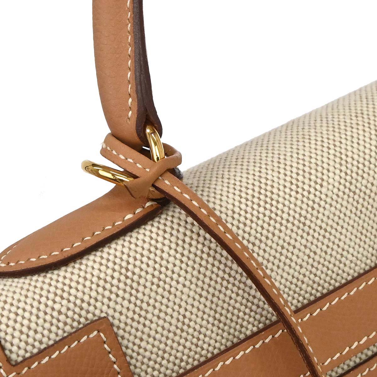 Hermes Natural Toile H Epsom Kelly 32 Sellier 2way Shoulder Handbag