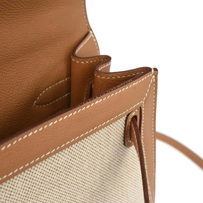 Hermes Natural Toile H Epsom Kelly 32 Sellier 2way Shoulder Handbag