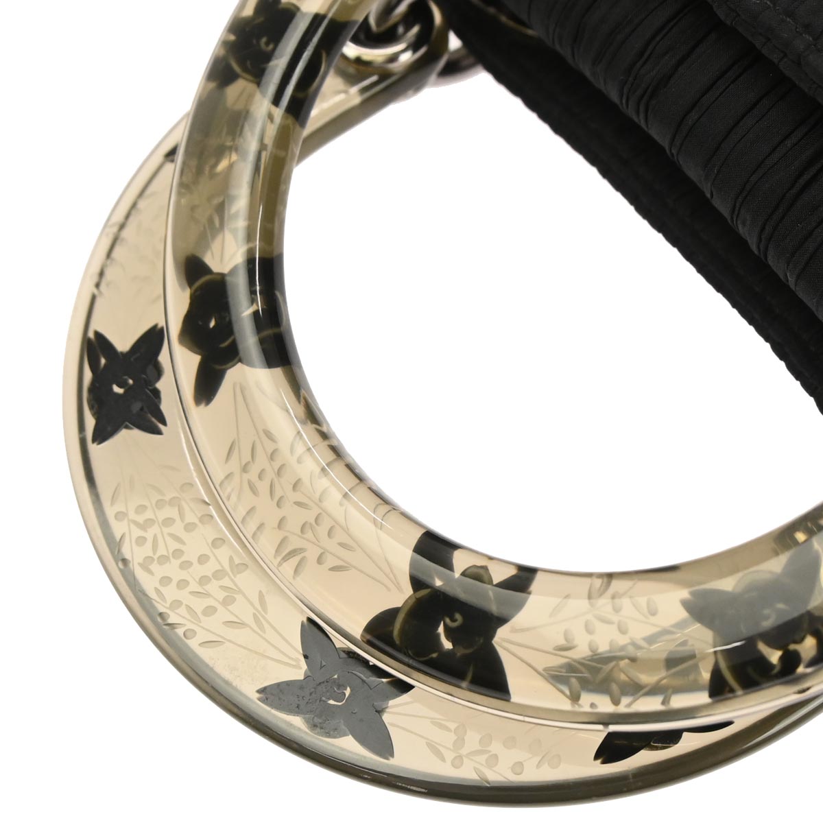 Christian Dior Black Satin Lady Dior 2way Shoulder Handbag