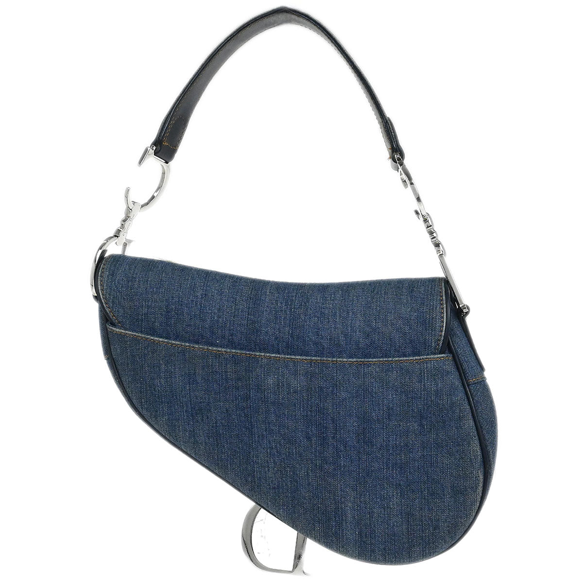 Christian Dior Blue Denim Patchwork Saddle Handbag