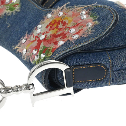 Christian Dior Blue Denim Patchwork Saddle Handbag