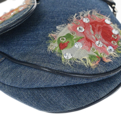 Christian Dior Blue Denim Patchwork Saddle Handbag
