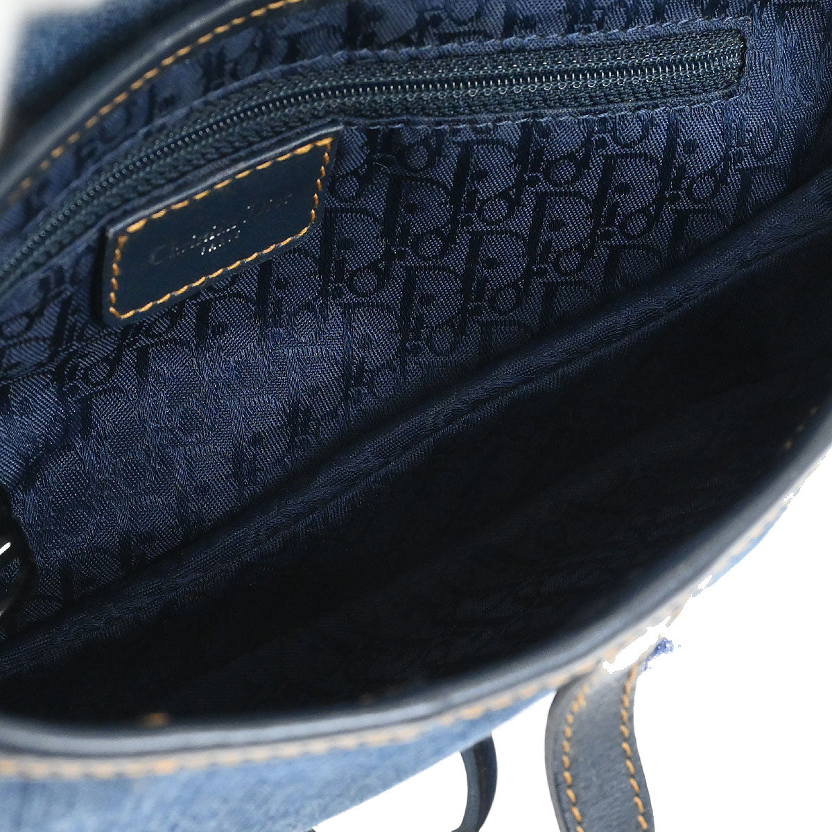 Christian Dior Blue Denim Patchwork Saddle Handbag