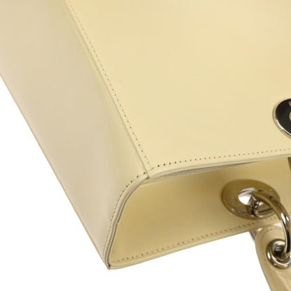 Christian Dior Ivory Patent Leather Lady Dior 2way Shoulder Handbag