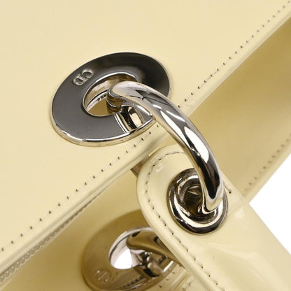 Christian Dior Ivory Patent Leather Lady Dior 2way Shoulder Handbag