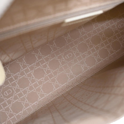 Christian Dior Ivory Patent Leather Lady Dior 2way Shoulder Handbag