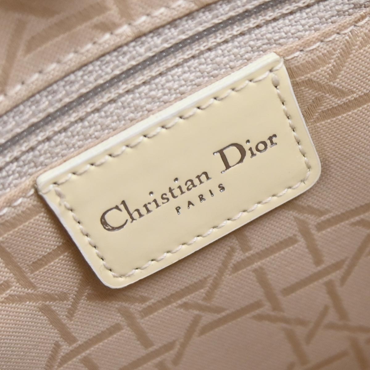 Christian Dior Ivory Patent Leather Lady Dior 2way Shoulder Handbag