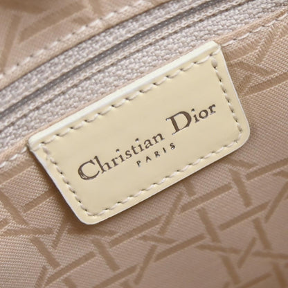 Christian Dior Ivory Patent Leather Lady Dior 2way Shoulder Handbag