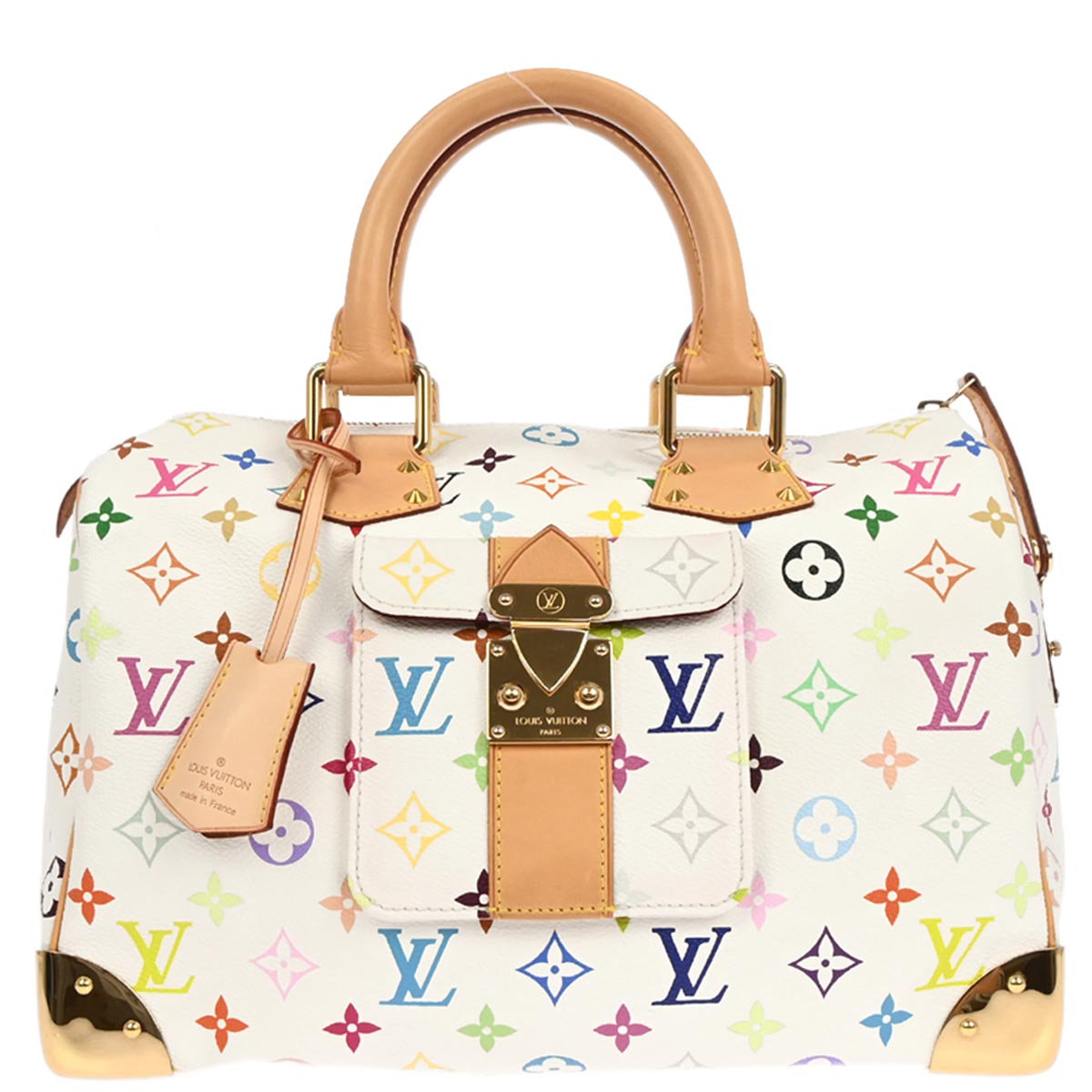 Louis Vuitton White Monogram Multicolor Speedy 30 Handbag M92643