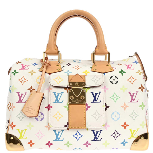 Louis Vuitton White Monogram Multicolor Speedy 30 Handbag M92643