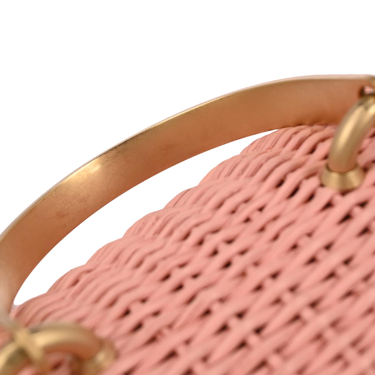 Chanel 2004-2005 Pink Rattan Heart Lock Basket Bag 2way Shoulder Handbag