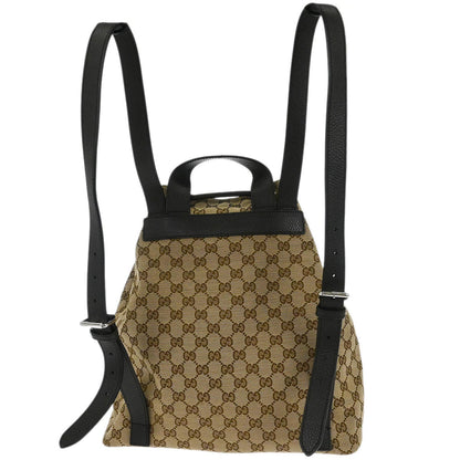 Gucci Brown Beige GG Drawstring Backpack