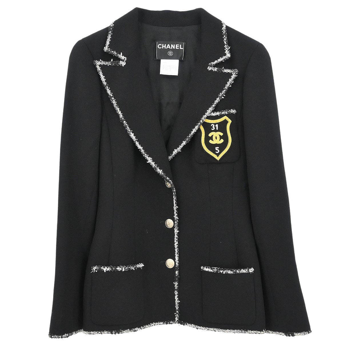 Chanel 2005 Single Breasted Emblem Jacket Black #36