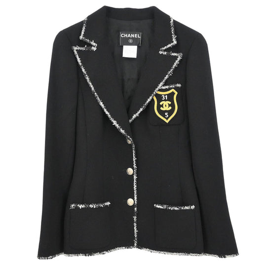 Chanel 2005 Single Breasted Emblem Jacket Black #36