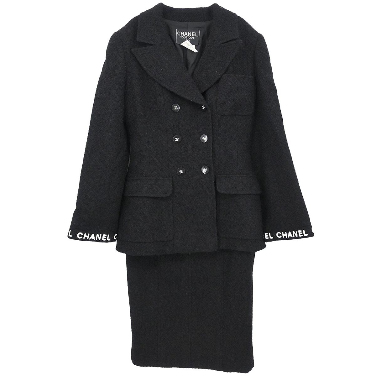 Chanel 1995 Setup Suit Jacket Skirt Black  #36