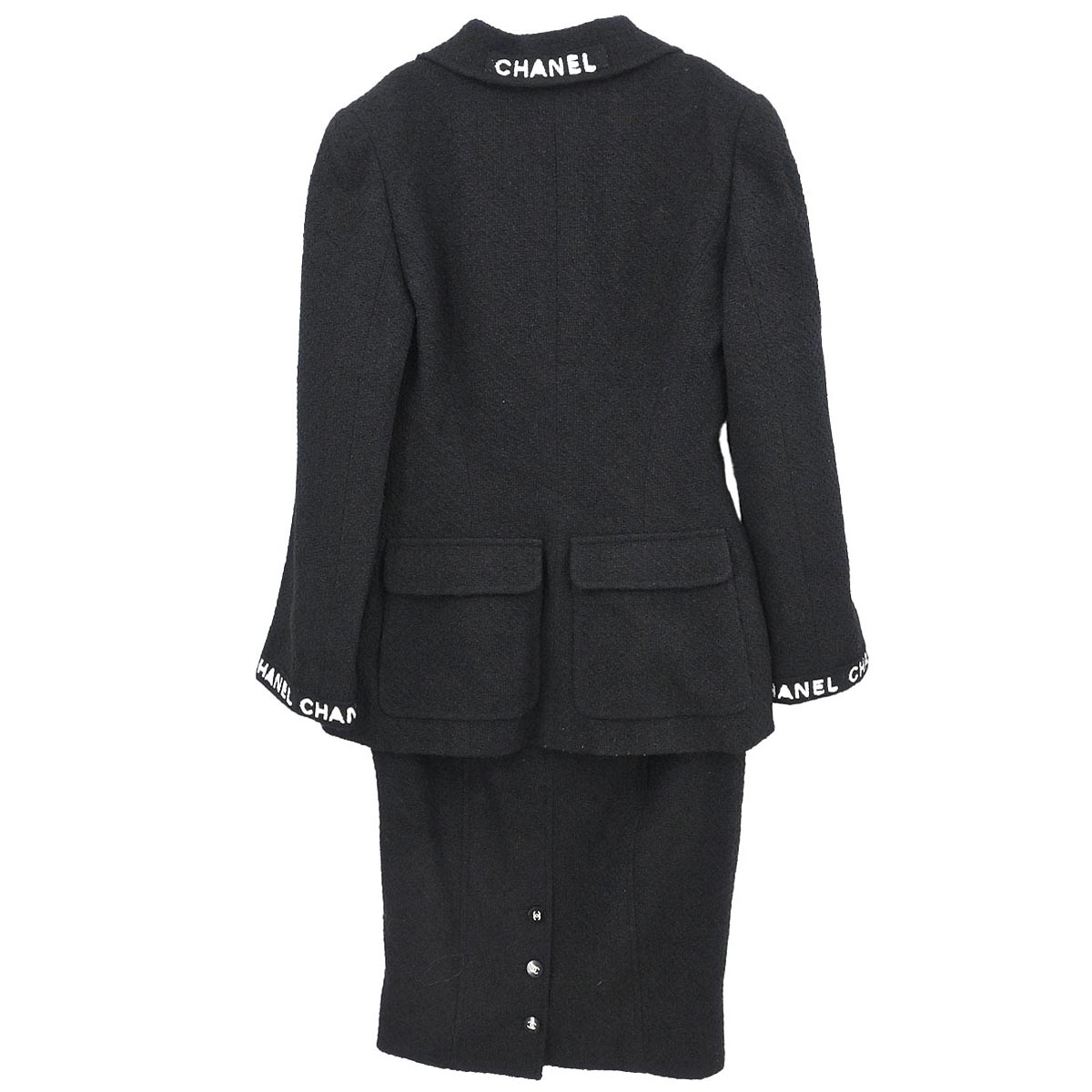 Chanel 1995 Setup Suit Jacket Skirt Black  #36