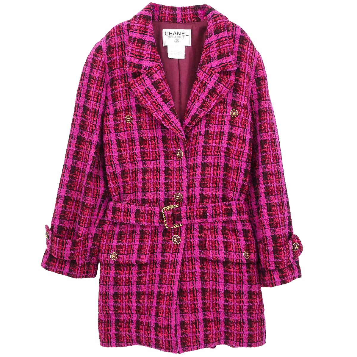 Chanel 1995 Single Breasted Jacket Tweed Pink #40