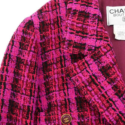 Chanel 1995 Single Breasted Jacket Tweed Pink #40