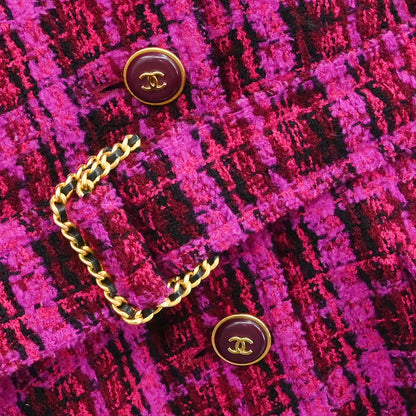 Chanel 1995 Single Breasted Jacket Tweed Pink #40