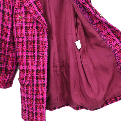 Chanel 1995 Single Breasted Jacket Tweed Pink #40