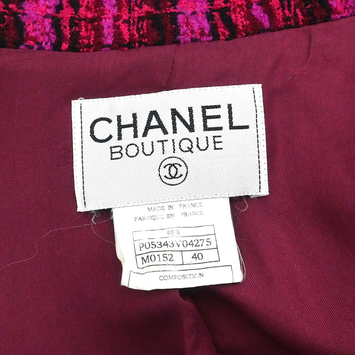 Chanel 1995 Single Breasted Jacket Tweed Pink #40