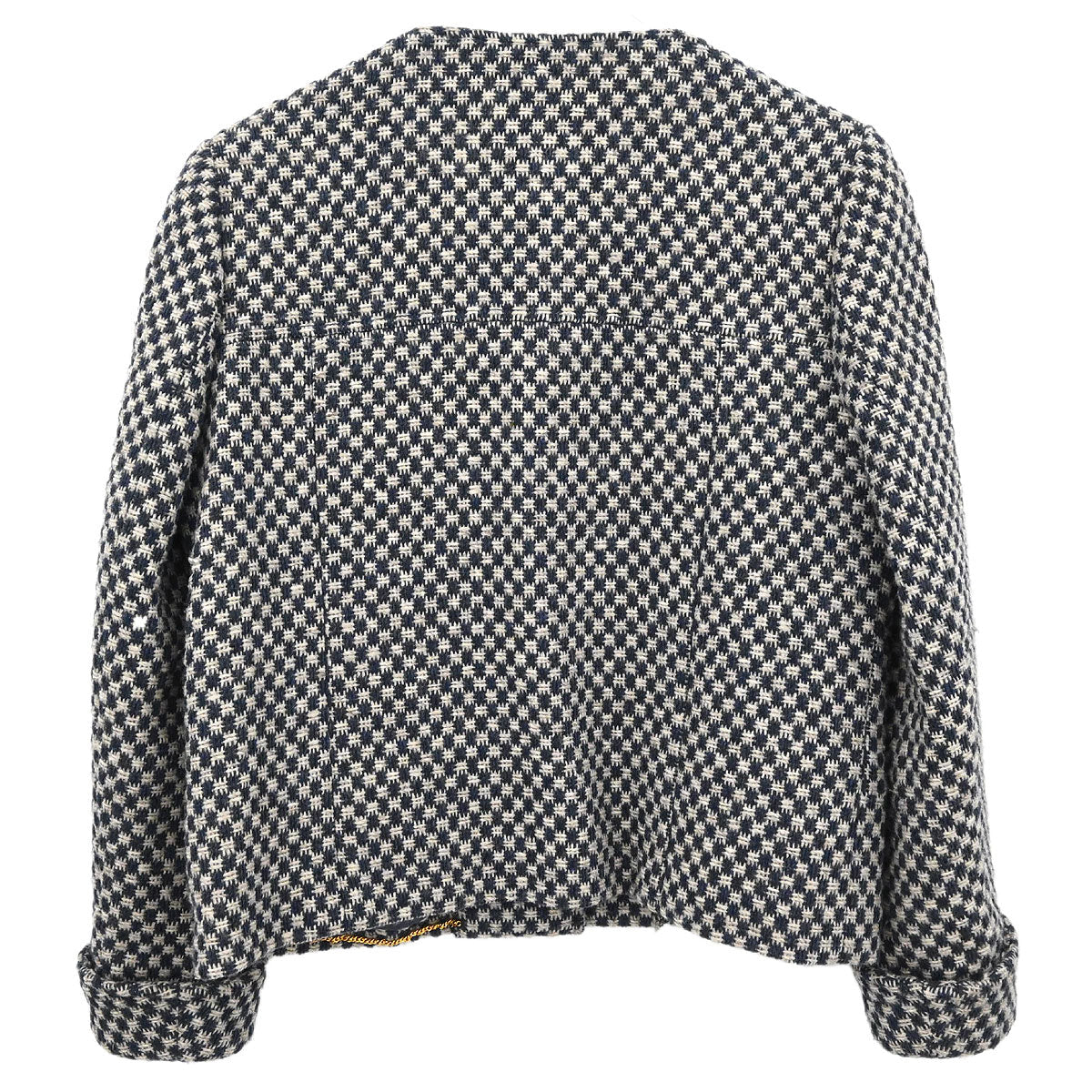 Chanel 1995 Single Breasted Collarless Jacket Navy #42