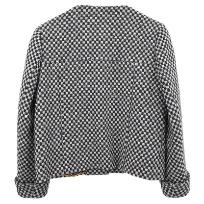 Chanel 1995 Single Breasted Collarless Jacket Navy #42