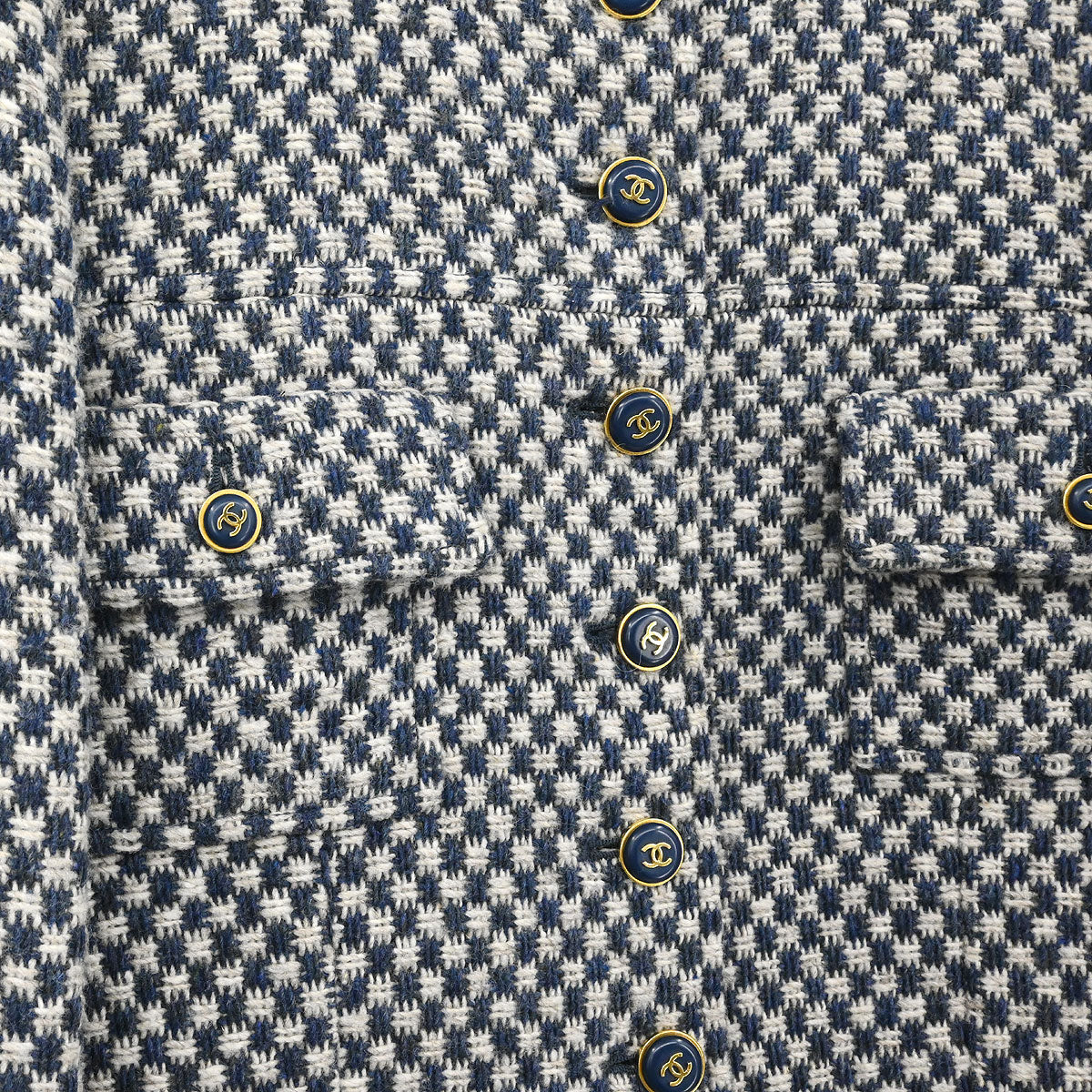 Chanel 1995 Single Breasted Collarless Jacket Navy #42