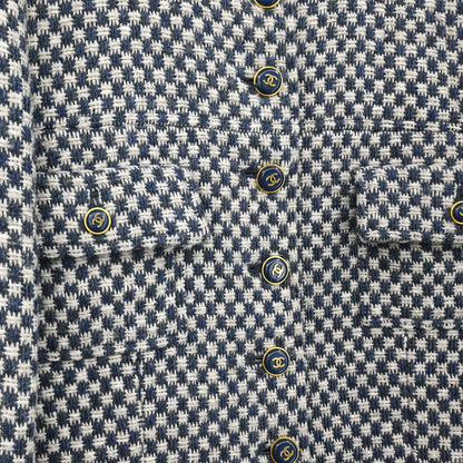 Chanel 1995 Single Breasted Collarless Jacket Navy #42