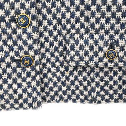 Chanel 1995 Single Breasted Collarless Jacket Navy #42