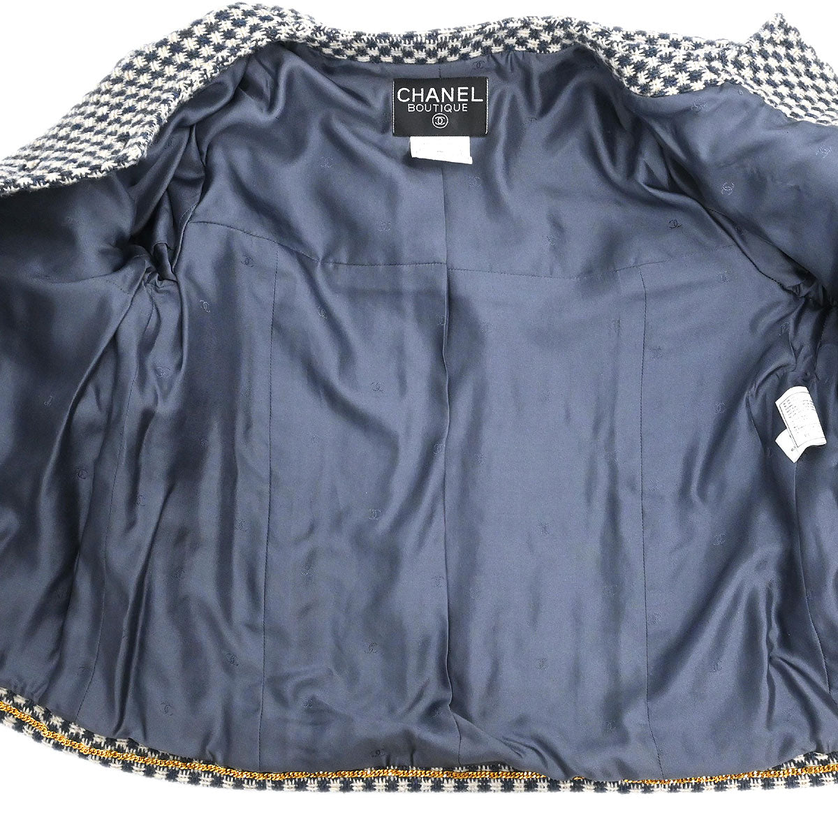 Chanel 1995 Single Breasted Collarless Jacket Navy #42