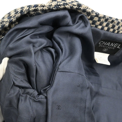 Chanel 1995 Single Breasted Collarless Jacket Navy #42