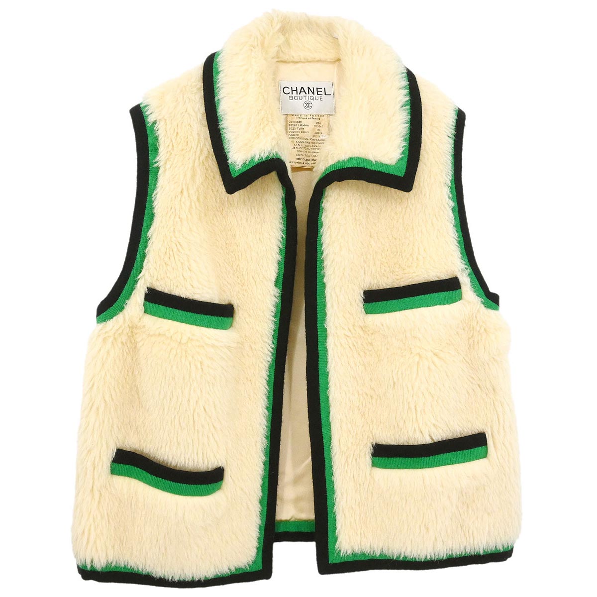 Chanel 1994 Sleeveless Vest Jacket White #40