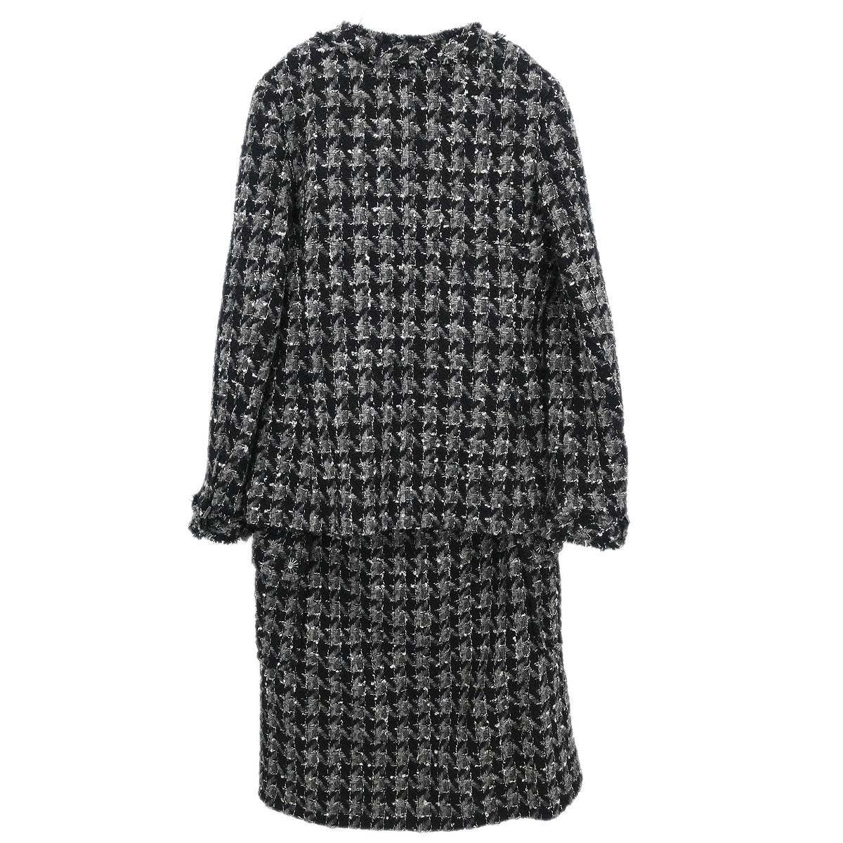 Chanel 2017 Tweed Setup Suit Jacket Skirt Black #38