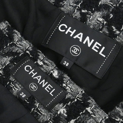 Chanel 2017 Tweed Setup Suit Jacket Skirt Black #38