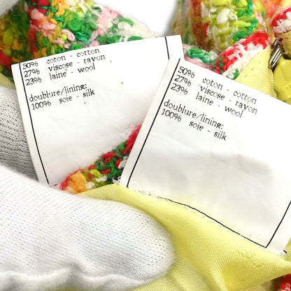 Chanel 1997 Setup Suit Jacket Skirt Tweed Yellow-green #40