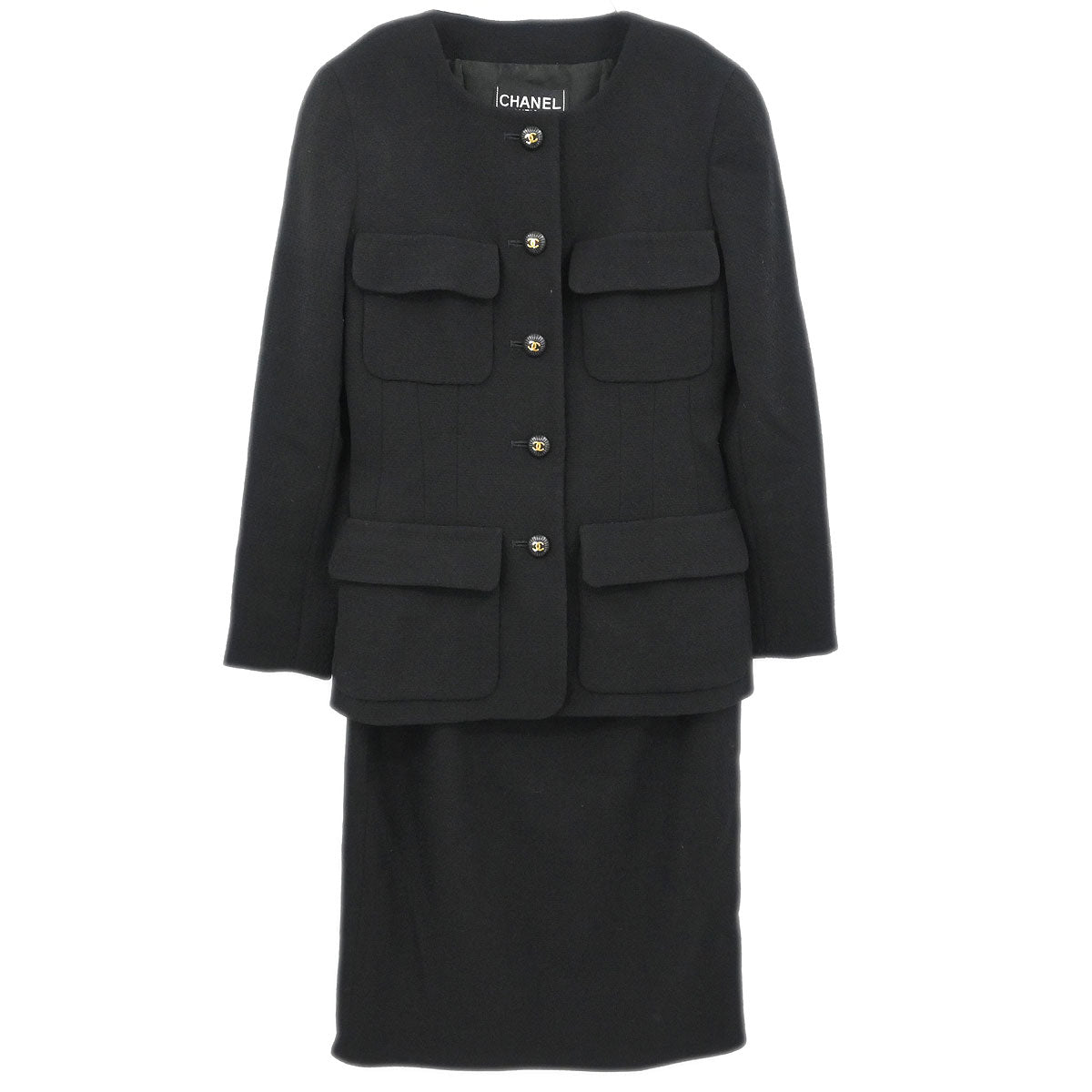 Chanel 1993 Setup Suit Jacket Skirt Black #36