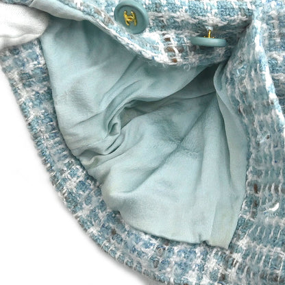 Chanel 1997 Setup Suit Jacket Skirt Tweed Light Blue #44