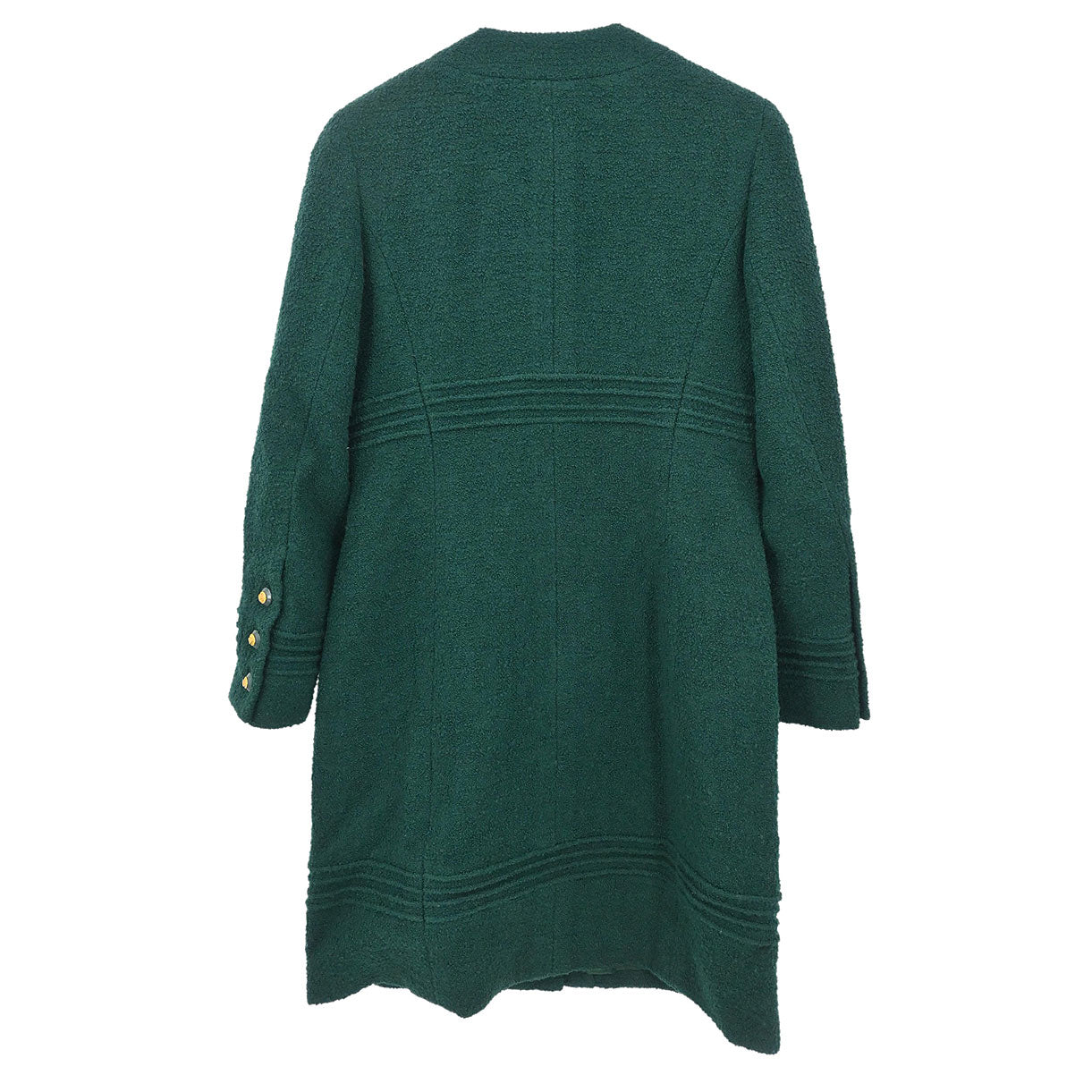 Chanel Single Breasted Collarless Coat Green
