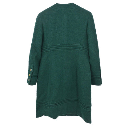 Chanel Single Breasted Collarless Coat Green