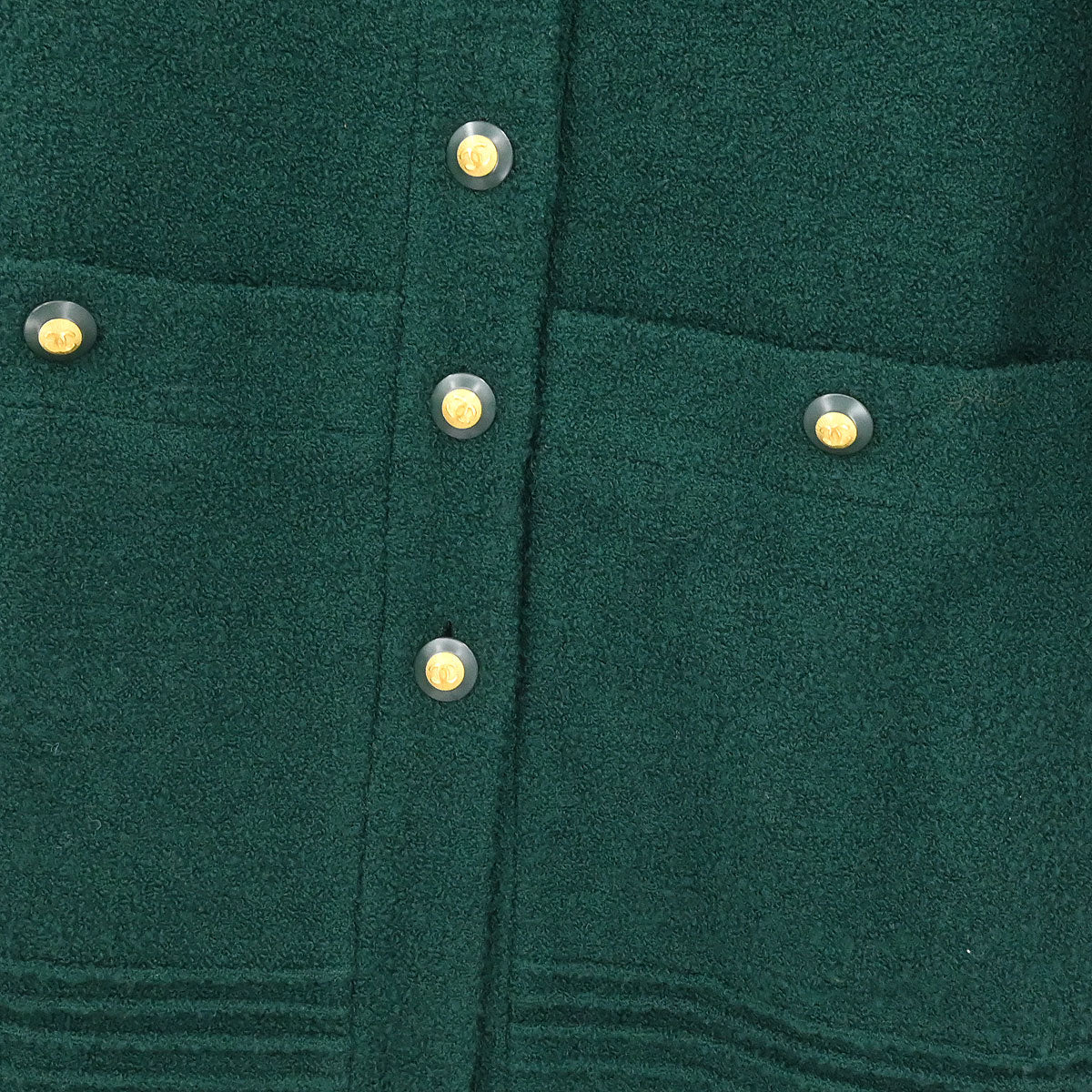 Chanel Single Breasted Collarless Coat Green