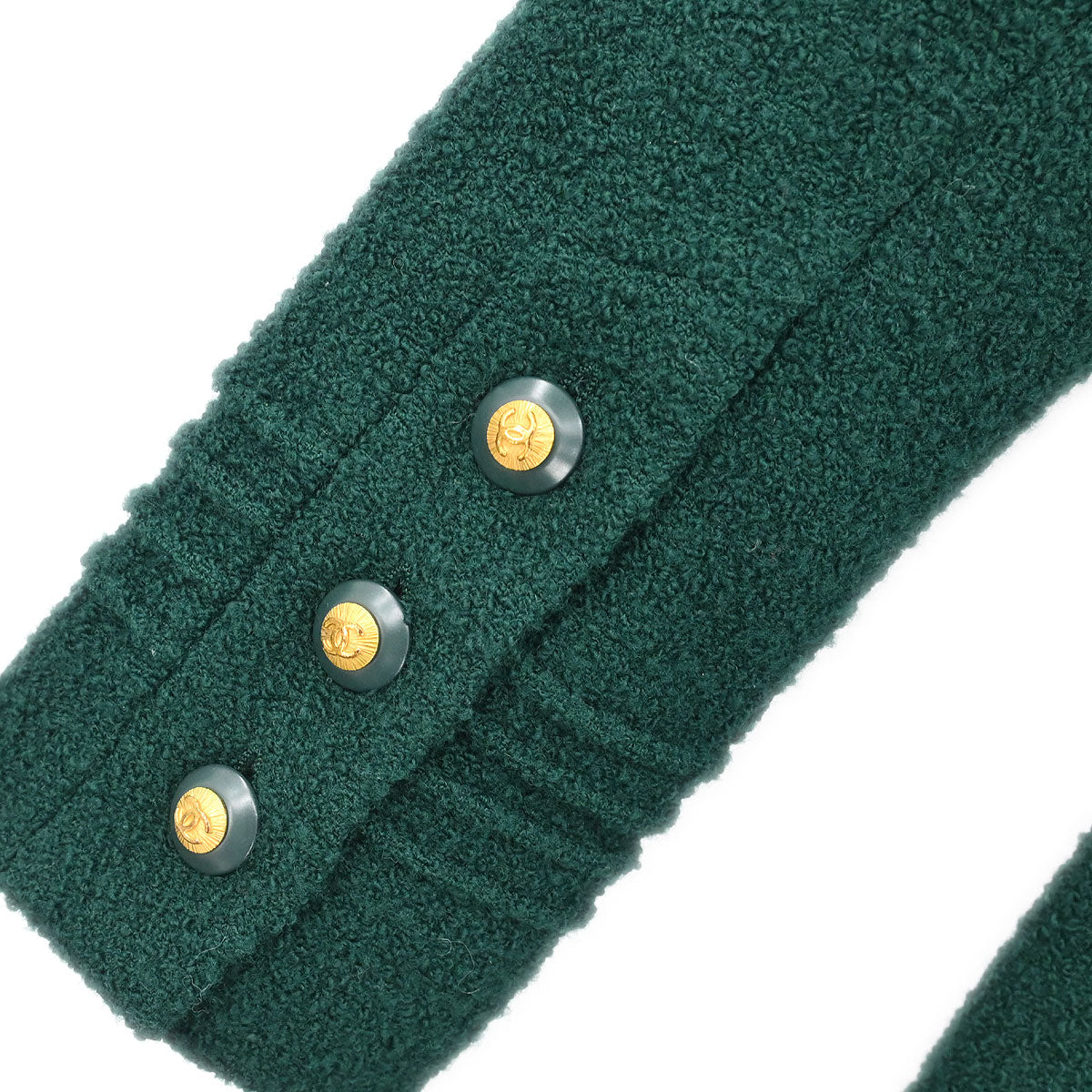 Chanel Single Breasted Collarless Coat Green