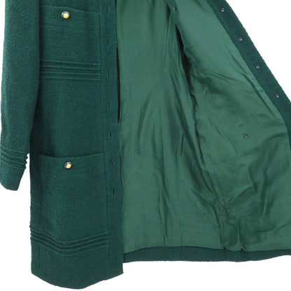 Chanel Single Breasted Collarless Coat Green