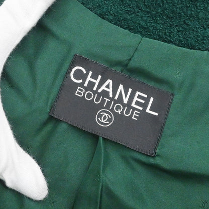 Chanel Single Breasted Collarless Coat Green