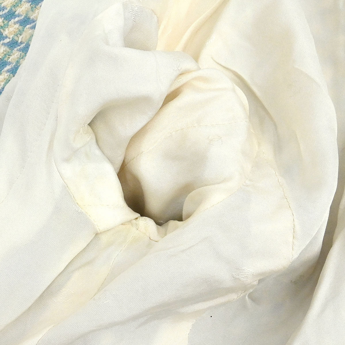 Chanel Single Breasted Collarless Tweed Jacket Light Blue